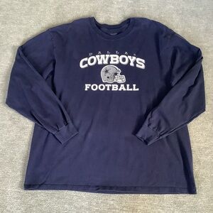 Reebok Navy Blue Dallas Cowboys Football Long Sleeve Graphic Tee Sz. 2XL